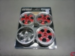 Felgen-Satz chrome rot 24x52mm 12mm, Sechskant-Mitnehmer Hot Works Racing TM0605